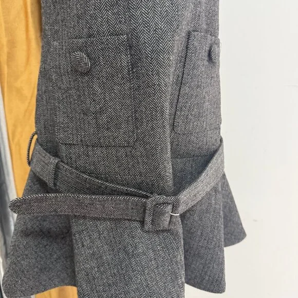 Self-Portrait Grey Herringbone Flared Mini Dress - Picture 9 of 11